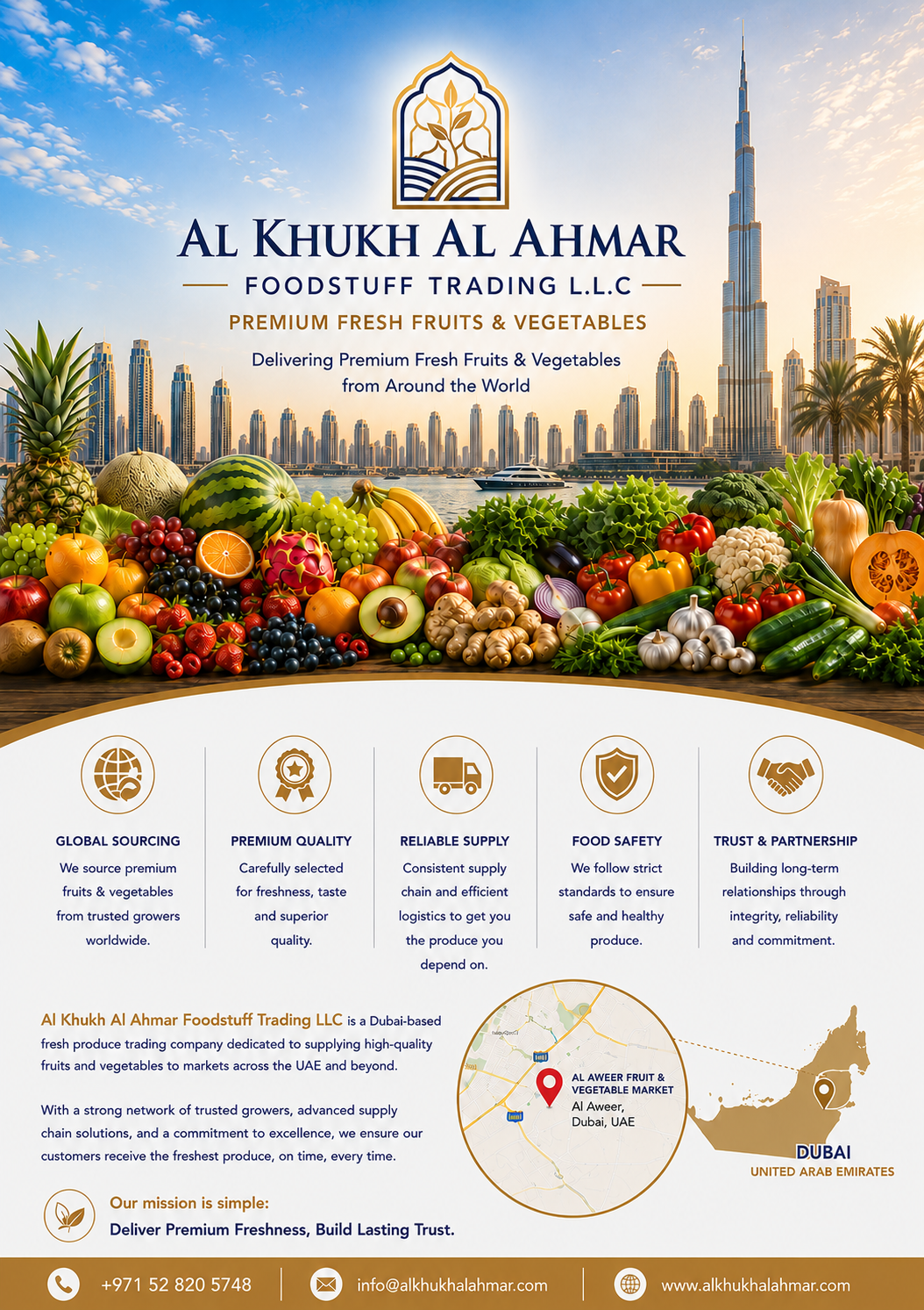 Premium Fresh Fruits and Vegetables Supplier Dubai UAE